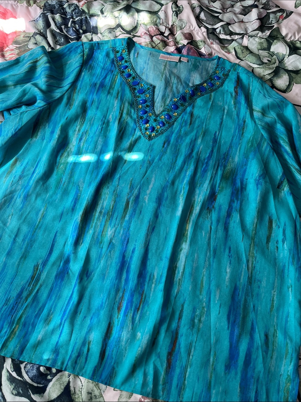 Bella Kim Gravel Embellished Top Blouse Size 3X